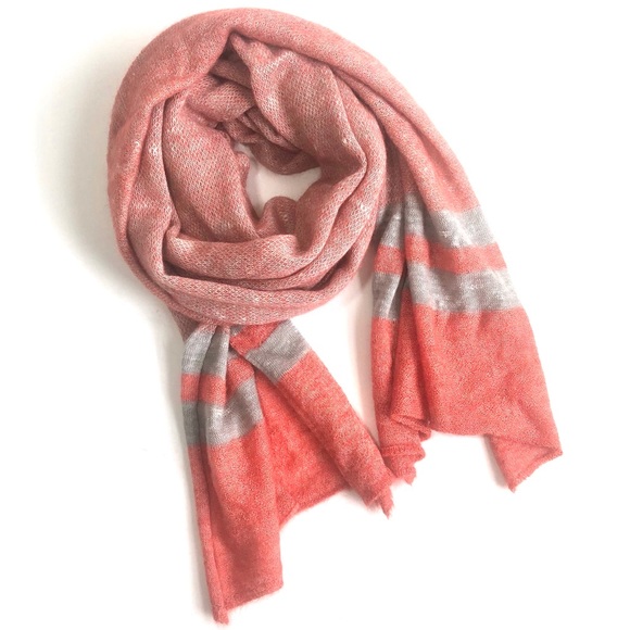 Anthropologie Accessories - Anthropologie orange / gray oversized mohair scarf